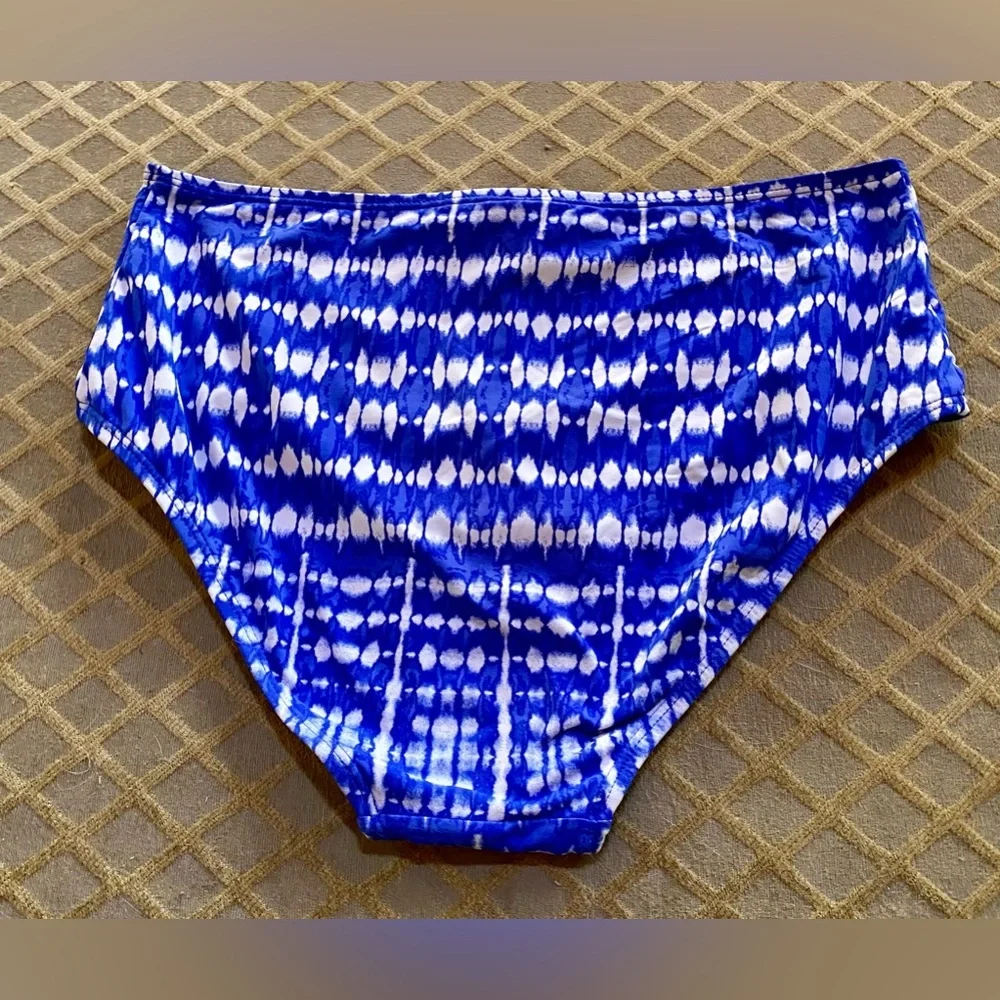 🏝️Ibiza Swimwear Zipper Blue & White Tie Dye High Waisted Bottom🏝️